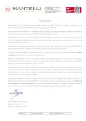 Política de calidad de MANTENU